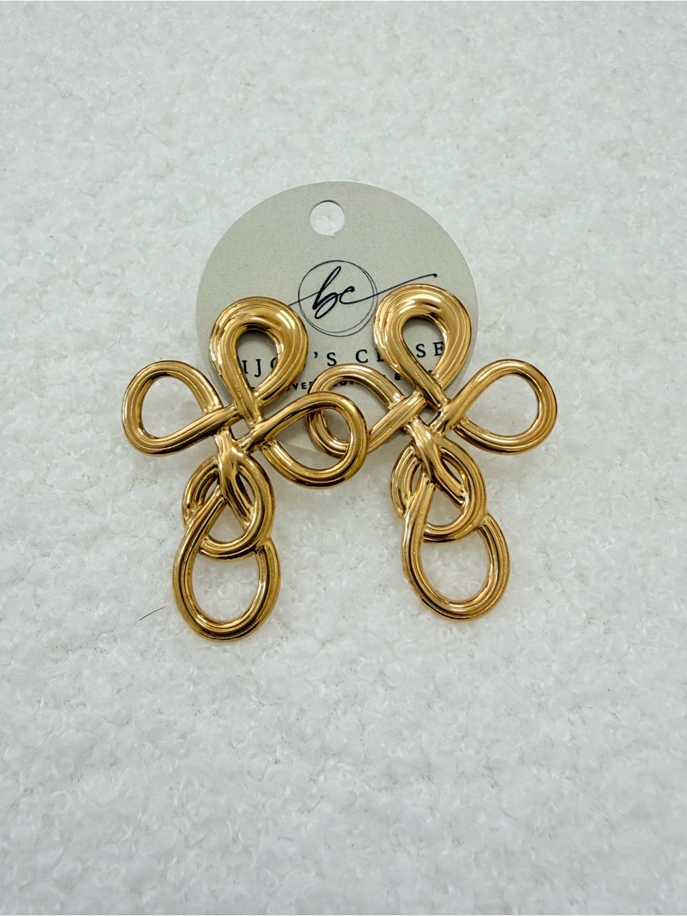 Gold Twisted Loop Drop Earrings by